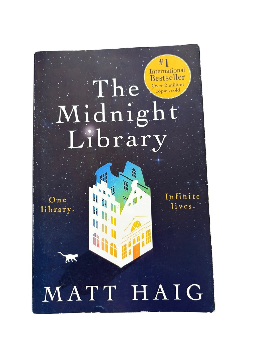 3/$20 Midnight Library by Matt Haig paperback novel Navy Blue Print
